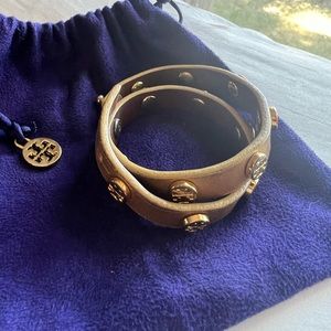 Tory Burch Double Wrap Logo Stud Bracelet